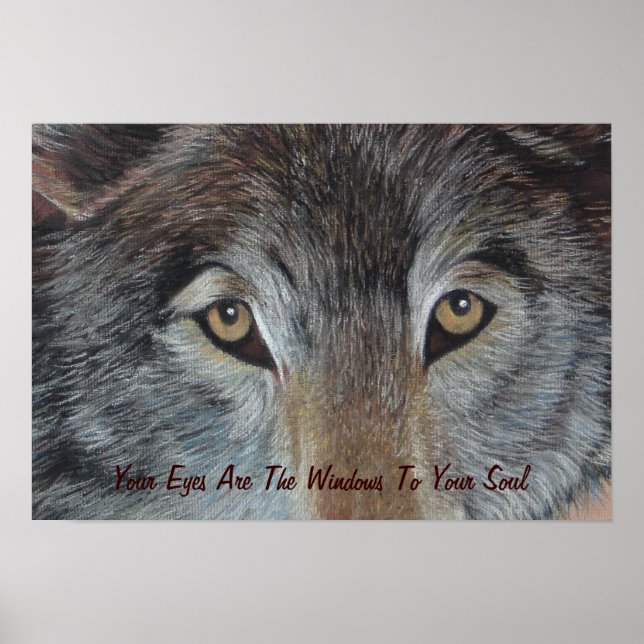Póster lobos olhais pintura de arte selvagem com slogan (Frente)
