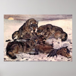 Póster Lobos por Winifred Austen, Animais Selvagens Vinta