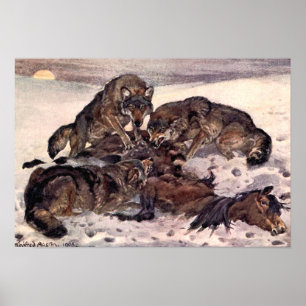Póster Lobos por Winifred Austen, Animais Selvagens Vinta