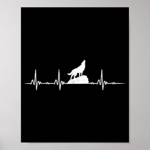 Poster Lobos Uivando Batimento Cardíaco Animais Amantes d