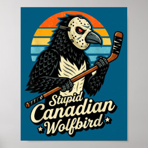 Poster Lôbrego canadense lobo passarinho aquecido louco h