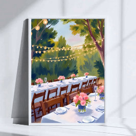 Poster Local de Casamento Pintura Aquarela Floral Botânic