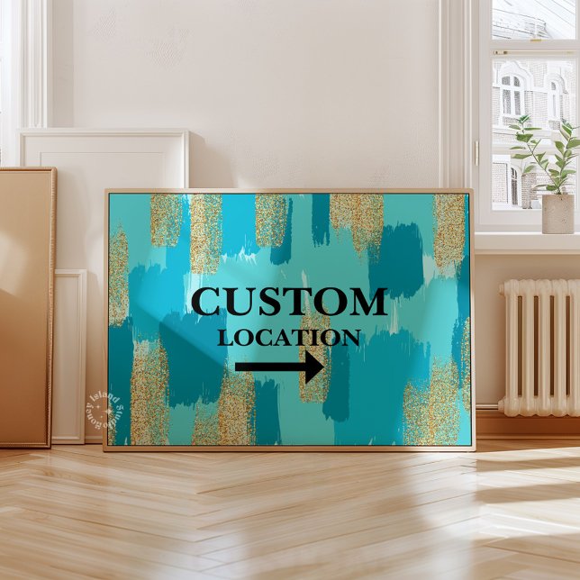Poster Local Personalizado Sinal de pré-disquete Dor de d (Custom Location Sign Preppy Dorm Decor Blue)