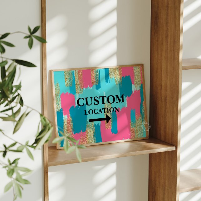 Poster Local Personalizado Sinal de pré-disquete Dorm Dec (Custom Location Sign Preppy Dorm Decor Blue/Pink)