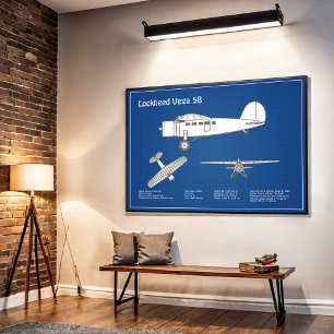 Poster Lockheed Vega 5B - Planos de avião ABD