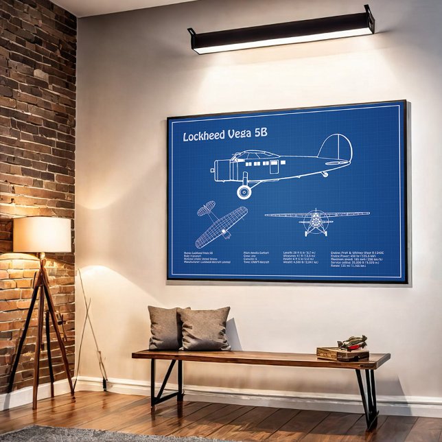 Poster Lockheed Vega 5B - Planos de avião AD (Criador carregado)