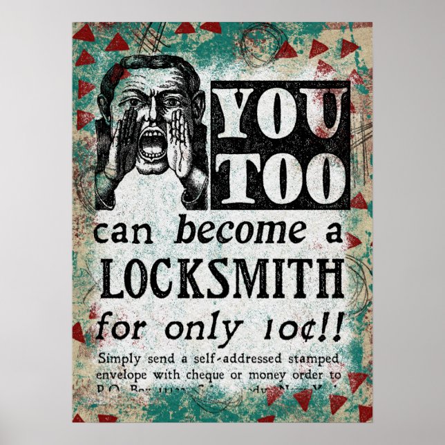 Poster Locksmith - Funny Vintage Retro (Frente)