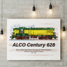 Locomotiva a diesel Alco C-628 e bandeira american