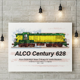 Poster Locomotiva a diesel Alco C-628 e bandeira american