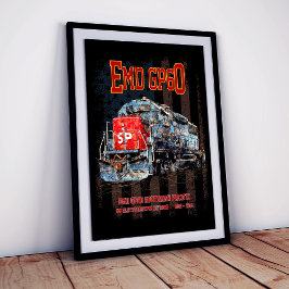 Poster Locomotiva a diesel EMD GP60 e bandeira americana