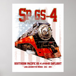 Poster Locomotiva a Vapor Clássica Southern Pacific GS-4