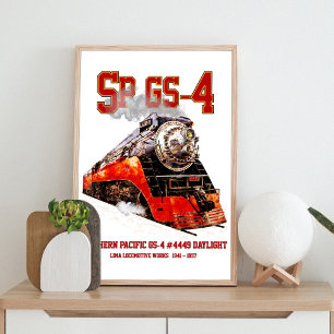 Poster Locomotiva a Vapor Clássica Southern Pacific GS-4