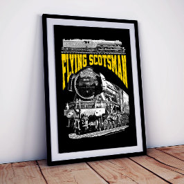 Poster Locomotiva a Vapor Flying Scotsman. Trem LNER de 1