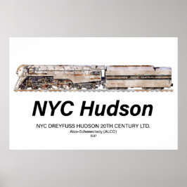 Poster Locomotiva a Vapor NYC Dreyfuss Hudson. Perfil