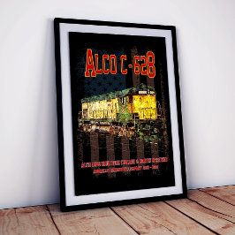 Poster Locomotiva Alco C-628 a diesel e bandeira american