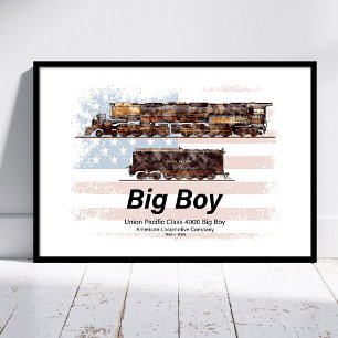 Poster Locomotiva Americana de Comboio de Vintage com Big