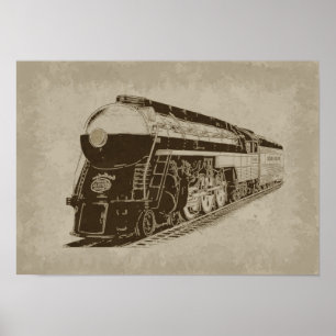 Poster Locomotiva Antiga - Era Art Déco