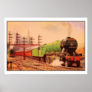 Poster Locomotiva Aquarelle vintage Flying Scotsman