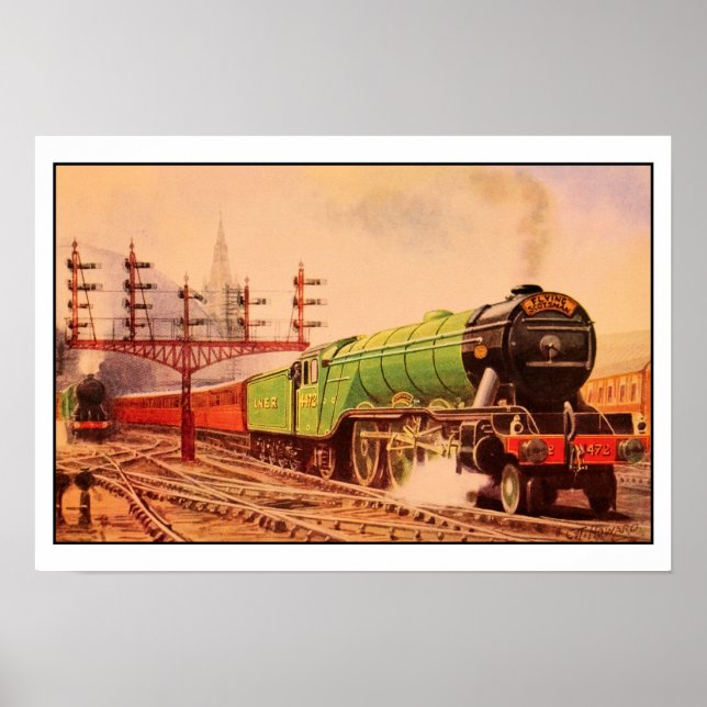 Poster Locomotiva Aquarelle vintage Flying Scotsman (Frente)
