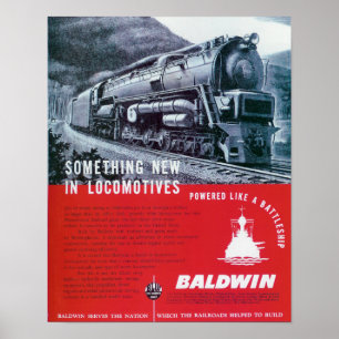 Póster Locomotiva Baldwin Funciona Locomotiva Turbina A V