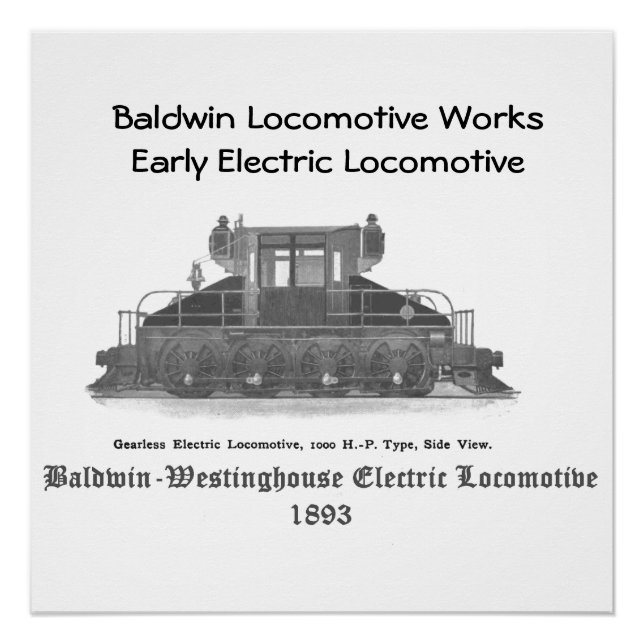 Póster Locomotiva Baldwin Westinghouse Electric 1893 (Frente)
