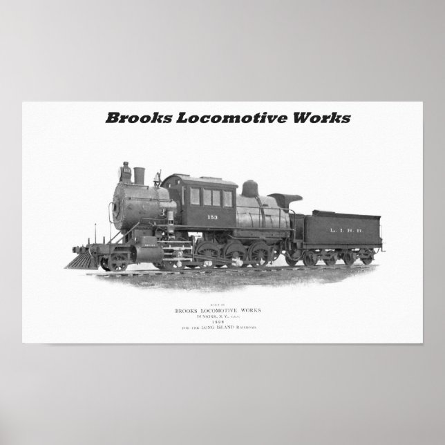Póster Locomotiva Brooks Camelback, Caminho de Ferro Long (Frente)