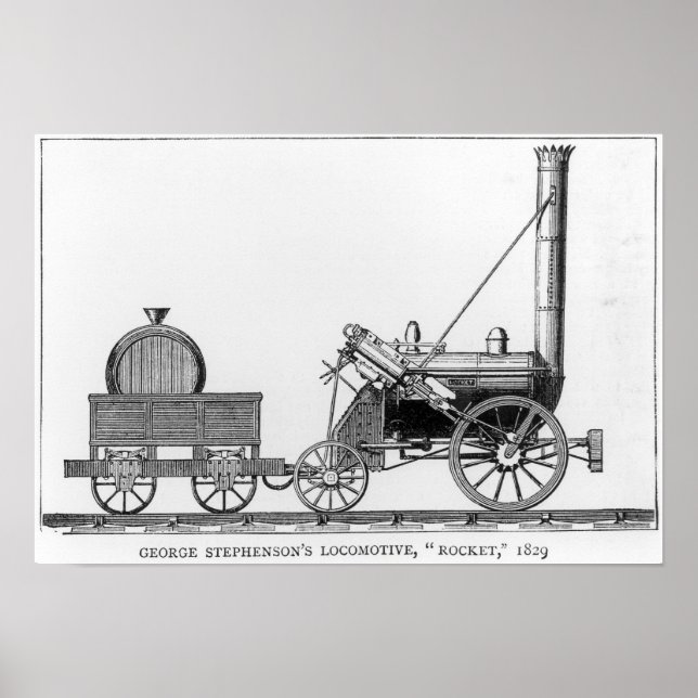 Poster Locomotiva de George Stephenson, "Rocket", 1829 (Frente)