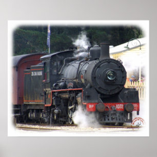 Póster Locomotiva de vapor Railway 9J53D-14 do ziguezague