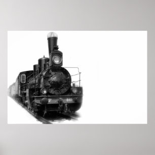 Póster Locomotiva de vapor velha