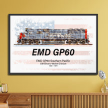 Locomotiva diesel EMD GP60 e bandeira americana