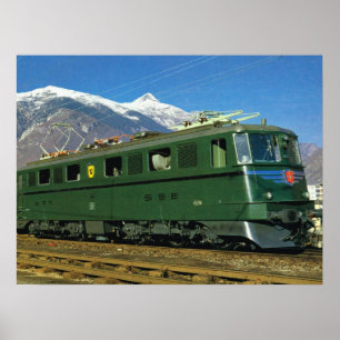 Poster Locomotiva do suíço do vintage