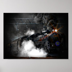 Poster Locomotiva do trem do vapor do vintage