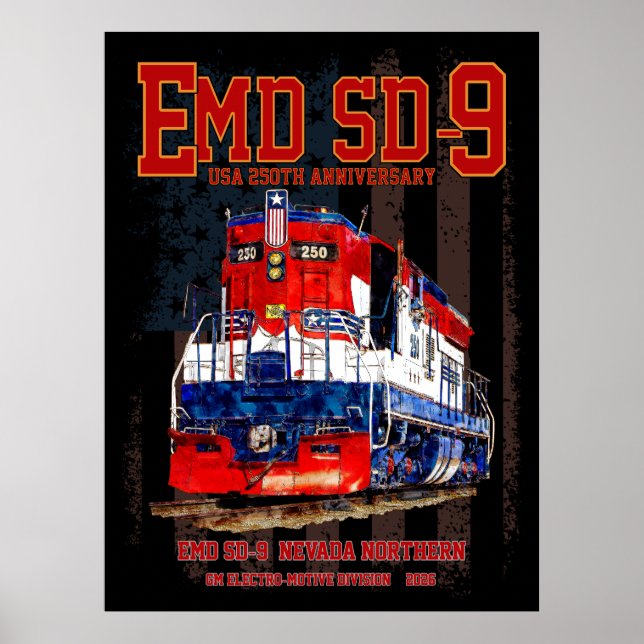 Poster Locomotiva EMD SD-9 com pintura comemorativa dos 2 (Frente)