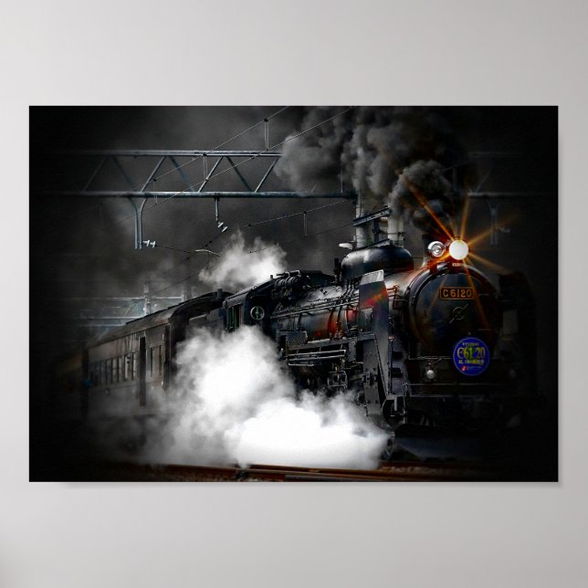 Poster Locomotiva Vintage do Comboio a Vapor (Frente)