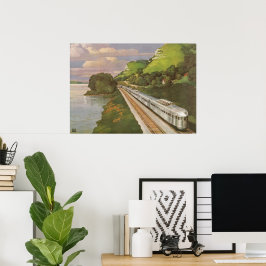 Póster Locomotiva Vintage no País, Vacinação por Comboio