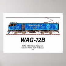Locomotiva WAG-12B. Trem de carga das Ferrovias In