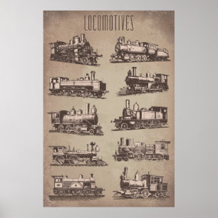 Poster Locomotivas antigas   Caminho de ferro   Comboio  