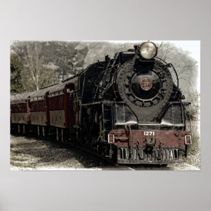 Poster locomotivo antigo do trem do motor de vapor