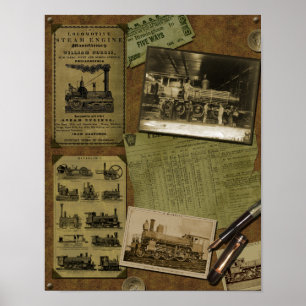 Poster locomotivo do álbum de recortes do vintage