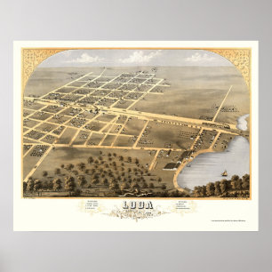 Poster Loda, mapa panorâmico do IL - 1869