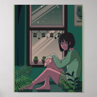 Poster Lofi Anime Art Sad Girl Missing