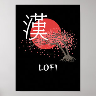 Poster Lofi Japonês Hop Kanji Cherry Blossom Lofi