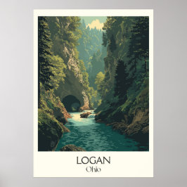 Poster Logan Ohio Hocking Colinas Adventure Nature Art