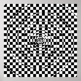 Poster Logarithmic Spiral Checkered Pattern