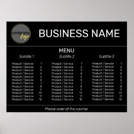 POSTER LOGO DE NEGÓCIOS SIMPLES PRETO MARCA LISTA DE MENU