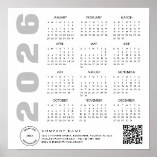 Poster Logotipo 2026 Calendário QR Nome da empresa