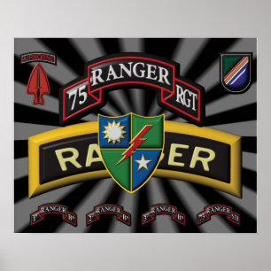Poster Logotipo Avançado do 75º Ranger Regiment Projetado
