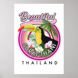 Poster Logótipo bonito do Surat Thani Thailândia