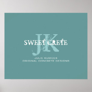 Póster Logotipo branco azul do monograma do negócio da