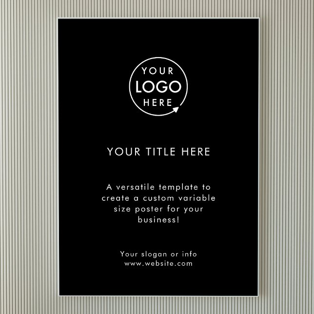 Poster Logotipo comercial | Promocional preto simples mod (Sleek black company branded poster print signage for business promotion & marketing.)